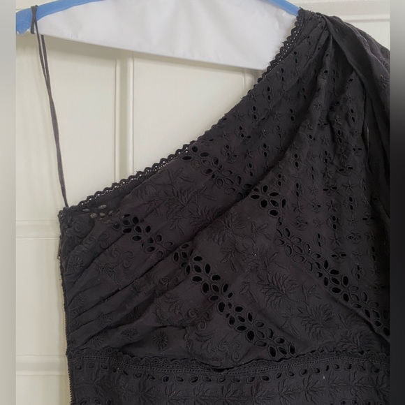 Ulla Johnson One-Shoulder Black Eyelet Lace Dress - Size 2 - Picture 4 of 16